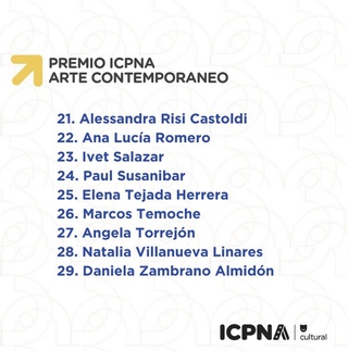 Finalists of the ICPNA Contemporary Art Award 2023

We share with you the list of artists who will participate in the second phase of the ICPNA Contemporary Art Award 2023.

We congratulate all the selected people! See you at the inauguration that will be in September of this year at the ICPNA in San Miguel.