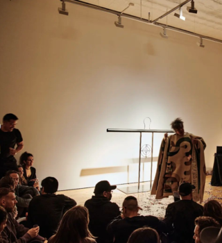 Performance by Alan Poma and Eamon Ore-Giron, October 2023, NY. A collaborative performance titled "Talking Shit with Ekeko" as part of the closing of his exhibition in at James Cohan Gallery.
Photo: Christian Rodriguez