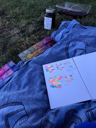 2020, after a performance with the ocean in Nova Scotia, making symbols from my pieces.